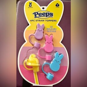 Peeps 4-Pack Bunny & Chick Straw Toppers - Pink, Purple, Blue, Yellow